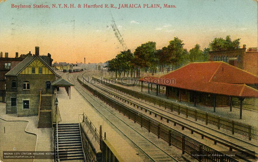 Postcard: Boylston Station, New York, New Haven & Hartford Railroad, Jamaica Plain, Massachusetts